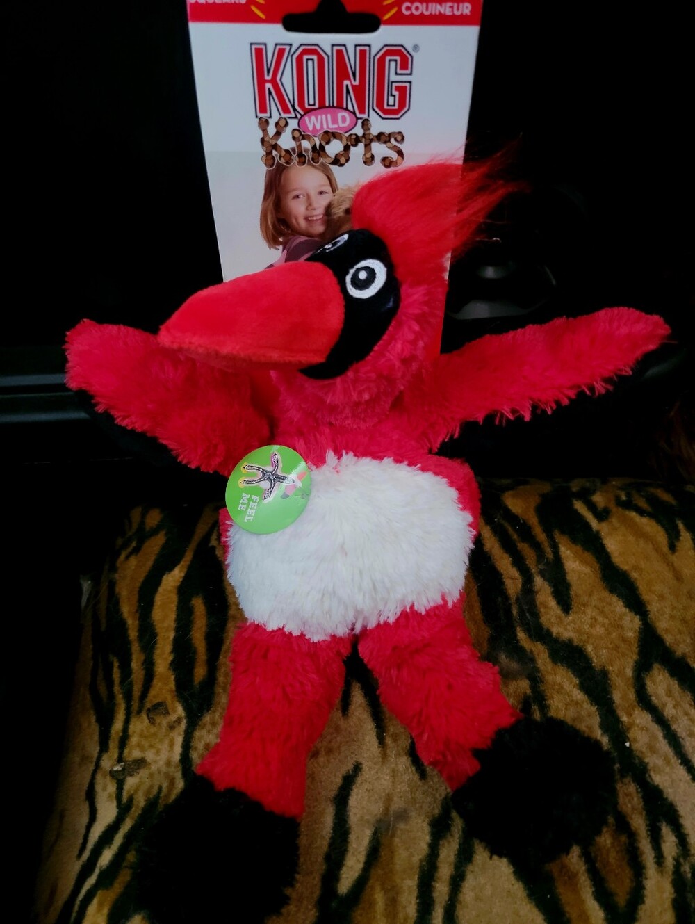 KONG Wild Knots Cardinal Bird Plush w Rope And Squeak Toy Ea. med/large